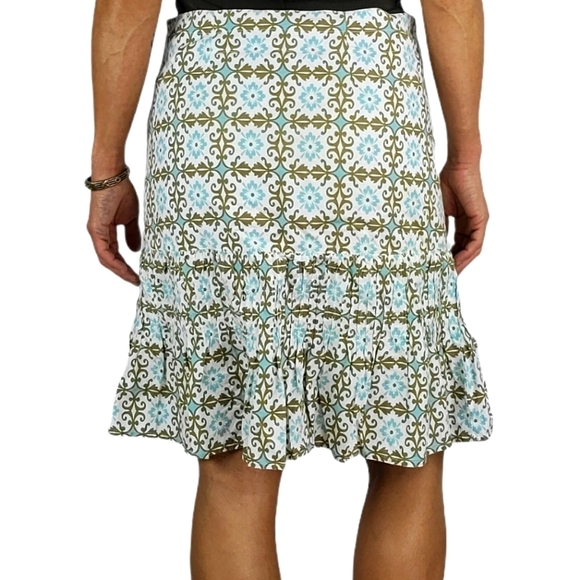 Fossil Cotton Skirt Size 8 Pleated Ruffled Green - Picture 2 of 5